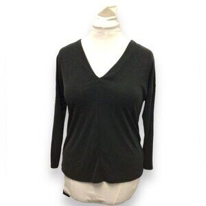 Lucky Brand Women’s Long Sleeve V Neck Knit Tee, Black, size S